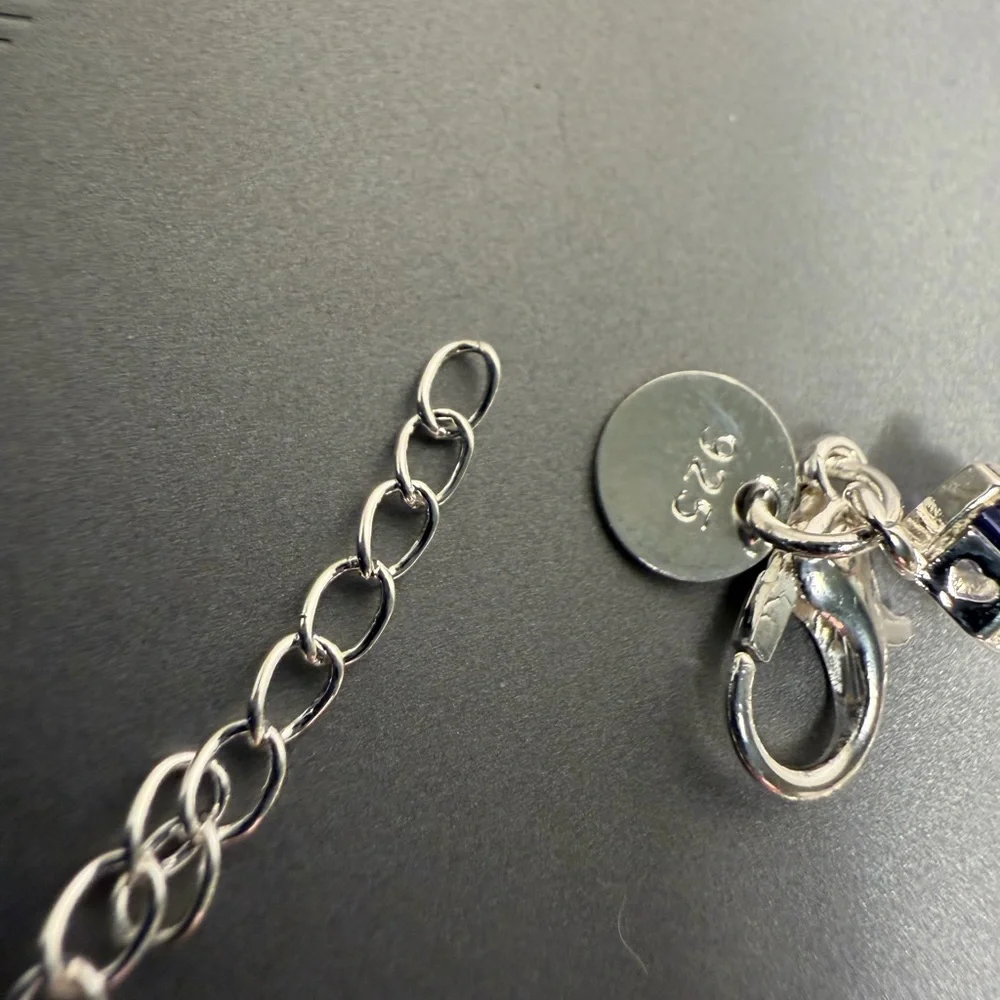 NEW 925 Sterling Silver Heart Purple Bracelet - Picture 7 of 8